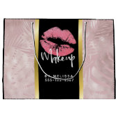 Roze glitterlips en Roos Gold tropische bladeren Groot Cadeauzakje (Achterkant)