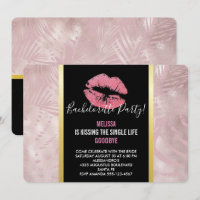 Roze glitterlips en Roos Gold tropische bladeren