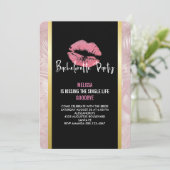 Roze glitterlips en Roos Gold tropische bladeren Kaart (Staand voorkant)