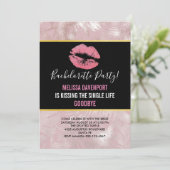 Roze glitterlips en Roos Gold tropische bladeren Kaart (Staand voorkant)