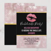 Roze glitterlips en Roos Gold tropische bladeren Kaart (Voorkant / Achterkant)