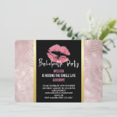 Roze glitterlips en Roos Gold tropische bladeren Kaart (Staand voorkant)