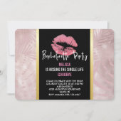 Roze glitterlips en Roos Gold tropische bladeren Kaart (Voorkant)