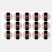 Roze glitterlips en Roos Gold tropische bladeren Labels (Vel)