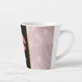 Roze glitterlips en Roos Gold tropische bladeren Latte Mok (Rechts)
