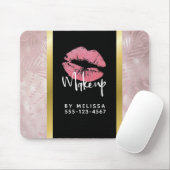 Roze glitterlips en Roos Gold tropische bladeren Muismat (Met muis)