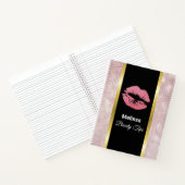 Roze glitterlips en Roos Gold tropische bladeren Notitieboek (Binnen)