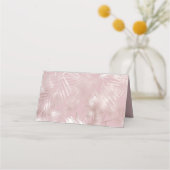 Roze glitterlips en Roos Gold tropische bladeren Plaatskaartje (Achterkant)