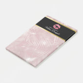 Roze glitterlips en Roos Gold tropische bladeren Post-it® Notes (Schuin)
