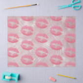 Roze glitterlips en Roos Gold tropische bladeren Tissuepapier (Craft)