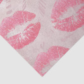 Roze glitterlips en Roos Gold tropische bladeren Tissuepapier (Detail)