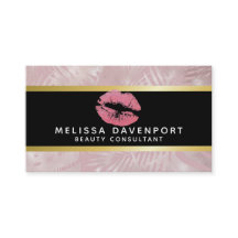 Roze glitterlips en Roos Gold tropische bladeren