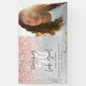 Roze glittermarmer maakt 50 jaar een goede verjaar spandoek (Verticaal)