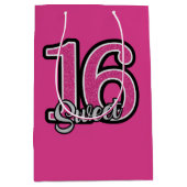 Roze glitternummers medium cadeauzakje (Voorkant)