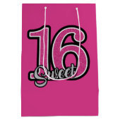 Roze glitternummers medium cadeauzakje (Achterkant)