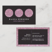 Roze glitterpalet voor Freelance Makeup Artist Visitekaartje (Voorkant / Achterkant)