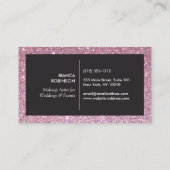 Roze glitterpalet voor Freelance Makeup Artist Visitekaartje (Achterkant)