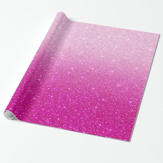 Roze glitterpatroon cadeaupapier (Uitgerold)