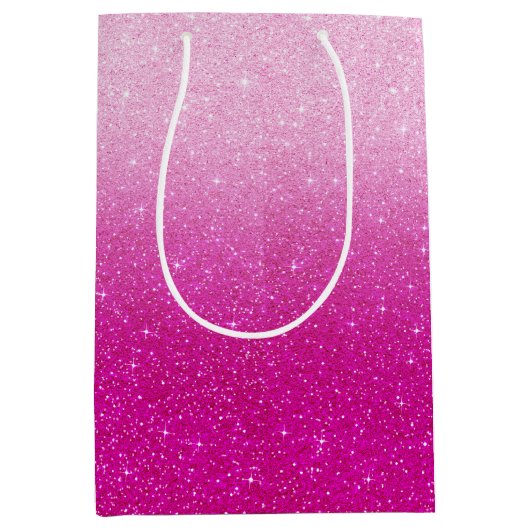 Roze glitterpatroon medium cadeauzakje (Voorkant)