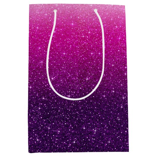 Roze glitterpatroon medium cadeauzakje (Voorkant)