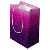 Roze glitterpatroon medium cadeauzakje (Achterkant Gekanteld)
