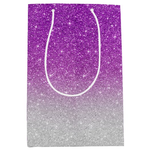 Roze glitterpatroon medium cadeauzakje (Voorkant)
