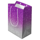 Roze glitterpatroon medium cadeauzakje (Achterkant Gekanteld)