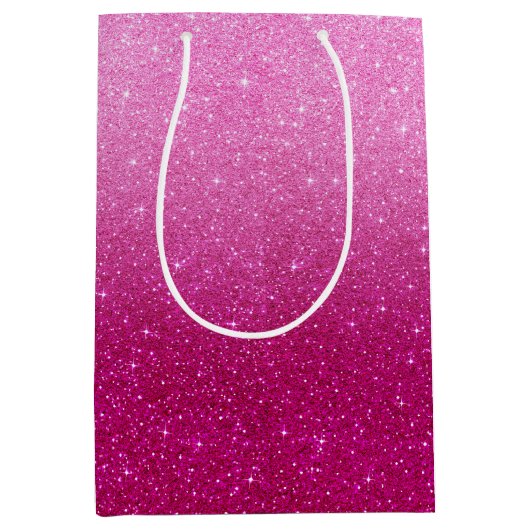 Roze glitterpatroon medium cadeauzakje (Voorkant)