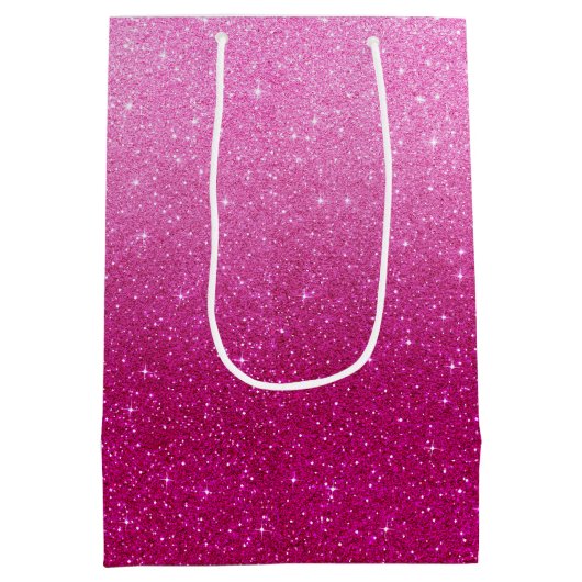 Roze glitterpatroon medium cadeauzakje (Achterkant)