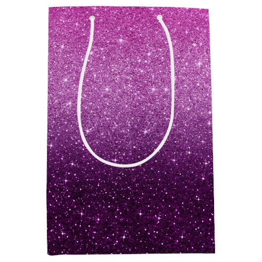 Roze glitterpatroon medium cadeauzakje (Voorkant)