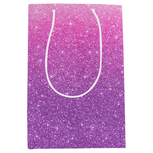 Roze glitterpatroon medium cadeauzakje (Voorkant)