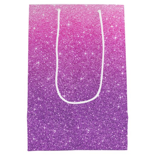 Roze glitterpatroon medium cadeauzakje (Achterkant)