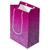 Roze glitterpatroon medium cadeauzakje (Voorkant Gekanteld)