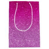 Roze glitterpatroon medium cadeauzakje (Voorkant)