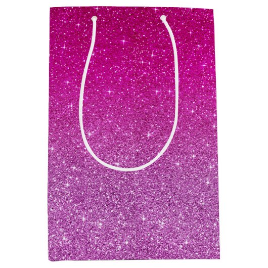 Roze glitterpatroon medium cadeauzakje (Voorkant)
