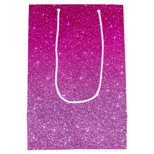 Roze glitterpatroon medium cadeauzakje (Achterkant)