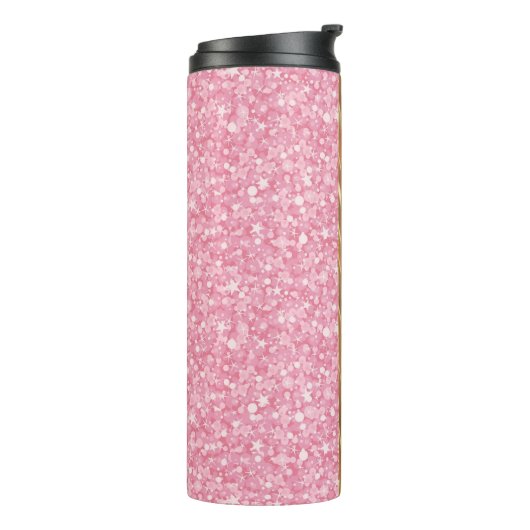 Roze glitterpatroon thermosbeker (Gedraaid links)