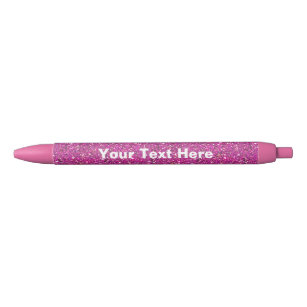Roze glitterpen met gepersonaliseerde aangepaste t zwarte inkt pen