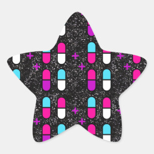 roze glitterpillen ster sticker