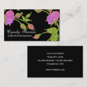 Roze glitterroze rozen op elke kleur visitekaartje (Voorkant / Achterkant)