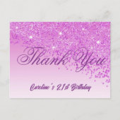 Roze Glitters, 21e Verjaardag Bedankt Briefkaart (Voorkant)