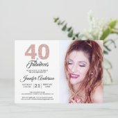Roze Glitters 40 en Fabulous 40ste Verjaardag Foto Kaart (Staand voorkant)