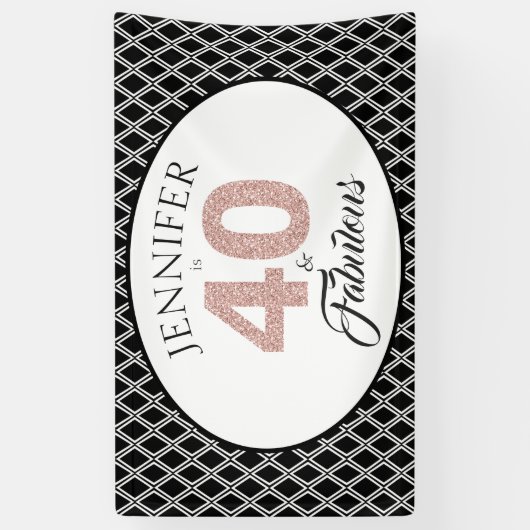 Roze Glitters 40 en Fabulous Aangepaste 40e Verjaa Spandoek (Verticaal)