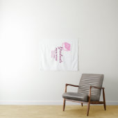 roze glitters afstudeerhoed met naam klas wandkleed (In Situ (horizontaal))