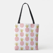 Roze Glitters Ananas Monogram Geborduurd Tote Bag (Achterkant)