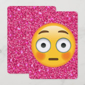 Roze glitters emoji uitnodiging (Voorkant / Achterkant)