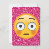 Roze glitters emoji uitnodiging (Voorkant)