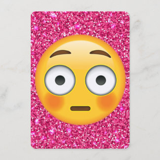 Roze glitters emoji uitnodiging