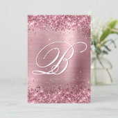 Roze Glitters en Geborstelde Folie 50e Verjaardag Kaart (Staand voorkant)