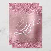 Roze Glitters en Geborstelde Folie 50e Verjaardag Kaart (Voorkant / Achterkant)